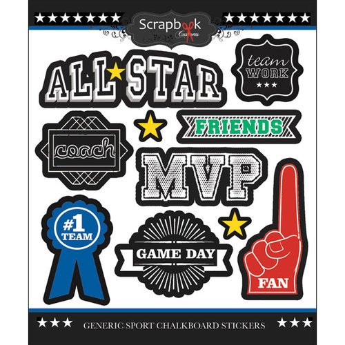 Scrapbook Customs - Sports Collection - Chalkboard Stickers - Generic Sports