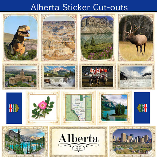 Scrapbook Customs - Canadian Provinces Sightseeing Collection - 12 x 12 Sticker Cut Outs - Alberta