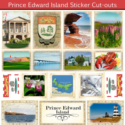 Scrapbook Customs - Canadian Provinces Sightseeing Collection - 12 x 12 Sticker Cut Outs - Prince Edward Island