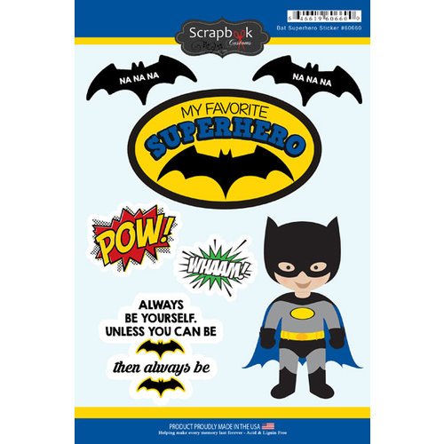 Scrapbook Customs - Inspired By Collection - Cardstock Stickers - Bat Superhero