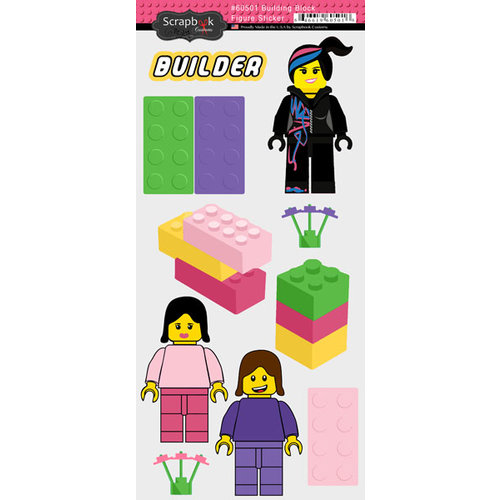 Scrapbook Customs - Master Builder Collection - Cardstock Stickers - Building Block Girl Figure