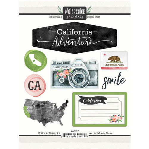 Scrapbook Customs - Cardstock Stickers - California Watercolor