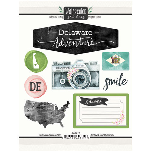 Scrapbook Customs - Cardstock Stickers - Delaware Watercolor