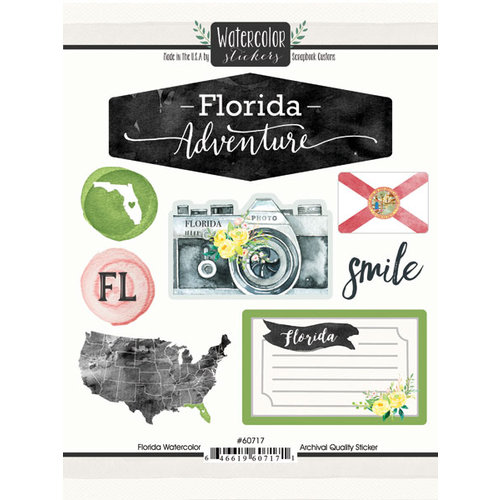 Scrapbook Customs - Cardstock Stickers - Florida Watercolor