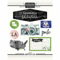Scrapbook Customs - Cardstock Stickers - Louisiana Watercolor