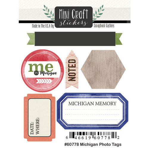 Scrapbook Customs - Cardstock Stickers - Mini Craft - Michigan Photo Tags