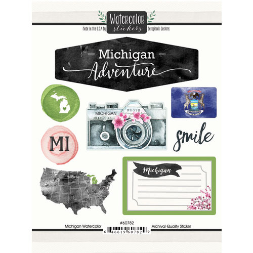 Scrapbook Customs - Cardstock Stickers - Michigan Watercolor