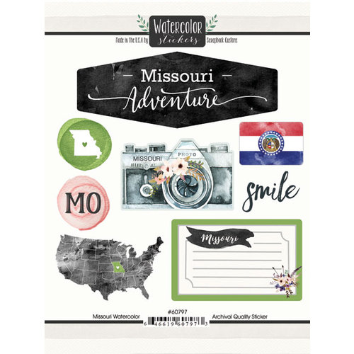 Scrapbook Customs - Cardstock Stickers - Missouri Watercolor