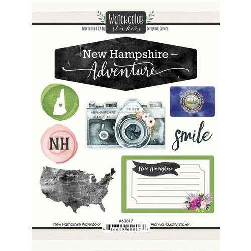 Scrapbook Customs - Cardstock Stickers - New Hampshire Watercolor
