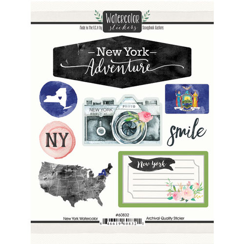 Scrapbook Customs - Cardstock Stickers - New York Watercolor