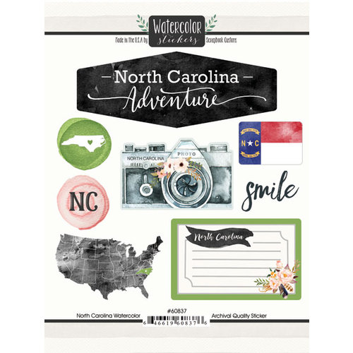 Scrapbook Customs - Cardstock Stickers - North Carolina Watercolor