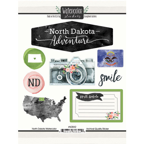 Scrapbook Customs - Cardstock Stickers - North Dakota Watercolor