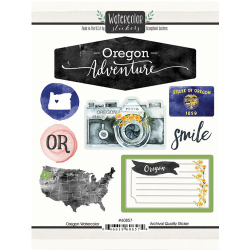 Scrapbook Customs - Cardstock Stickers - Oregon Watercolor