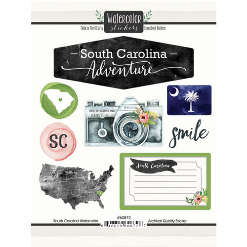 Scrapbook Customs - Cardstock Stickers - South Carolina Watercolor