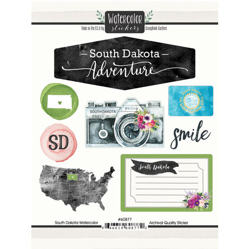 Scrapbook Customs - Cardstock Stickers - South Dakota Watercolor