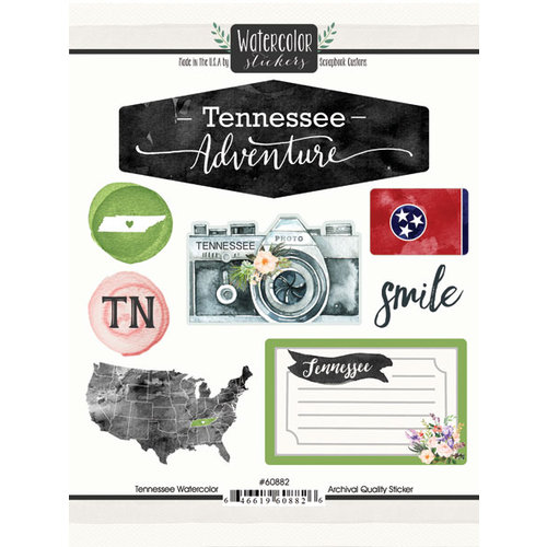 Scrapbook Customs - Cardstock Stickers - Tennessee Watercolor