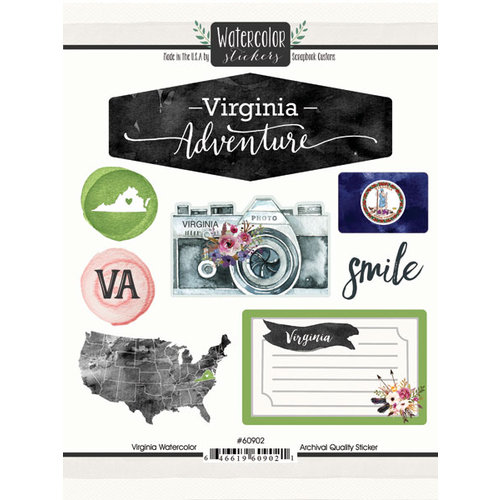 Scrapbook Customs - Cardstock Stickers - Virginia Watercolor