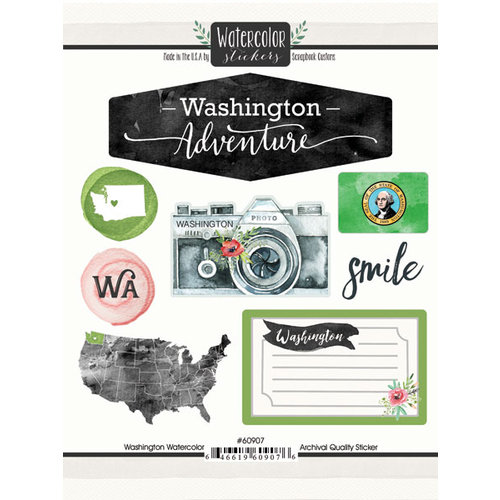 Scrapbook Customs - Cardstock Stickers - Washington Watercolor