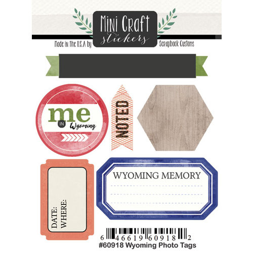 Scrapbook Customs - Cardstock Stickers - Mini Craft - Wyoming Photo Tags