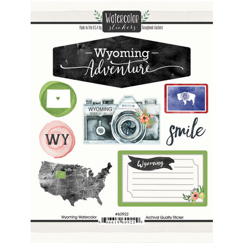 Scrapbook Customs - Cardstock Stickers - Wyoming Watercolor