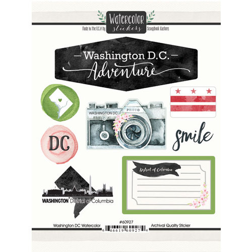 Scrapbook Customs - Cardstock Stickers - Washington DC Watercolor