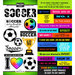 Scrapbook Customs - Neon Sports Collection - Soccer - Cardstock Stickers
