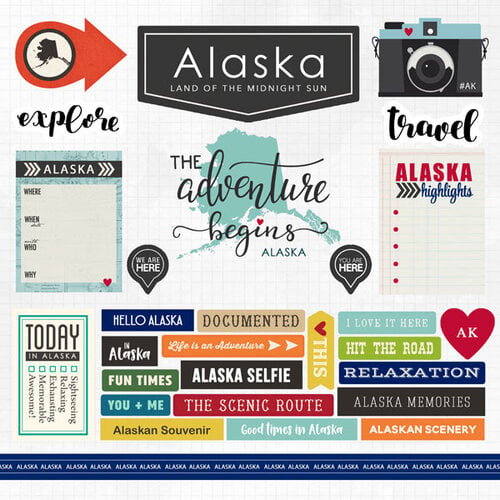 Scrapbook Customs - Adventure Collection - 12 x 12 Cardstock Stickers - Alaska