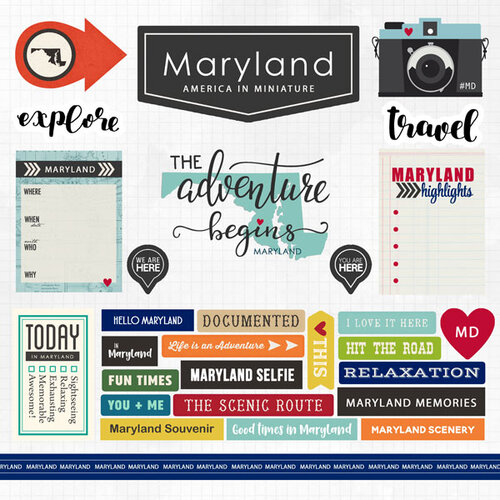 Scrapbook Customs - Adventure Collection - 12 x 12 Cardstock Stickers - Maryland