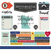 Scrapbook Customs - Adventure Collection - 12 x 12 Cardstock Stickers - Minnesota