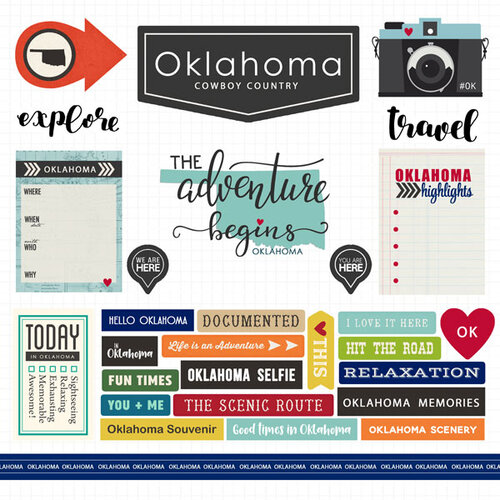 Scrapbook Customs - Adventure Collection - 12 x 12 Cardstock Stickers - Oklahoma