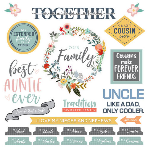 Family Sayings Collection Family Elements 12 x 12 Scrapbook Sticker Sheet  by Scrapbook Customs