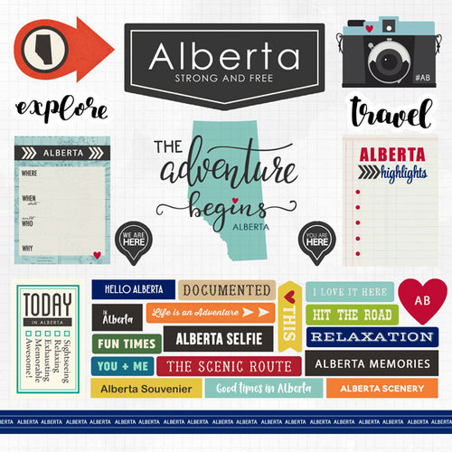 Scrapbook Customs - Canadian Province Adventure Collection - 12 x 12 Cardstock Stickers - Alberta