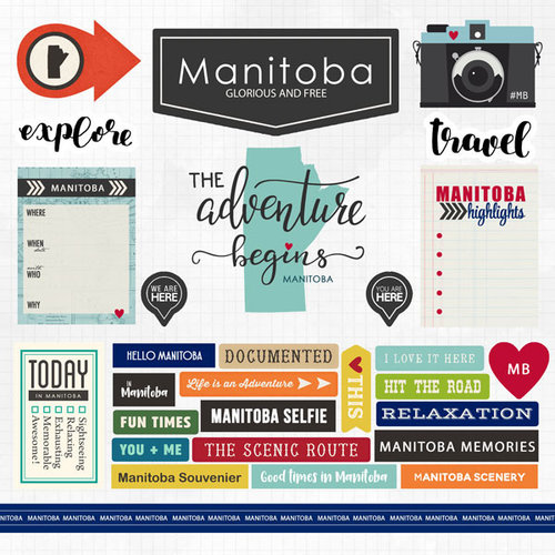 Scrapbook Customs - Canadian Province Adventure Collection - 12 x 12 Cardstock Stickers - Manitoba