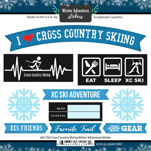 Scrapbook Customs - Winter Adventure Collection - Cardstock Stickers - Cross Country Skiing