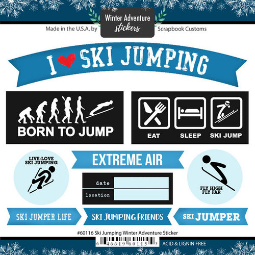 Scrapbook Customs - Winter Adventure Collection - Cardstock Stickers - Ski Jumping