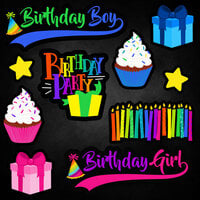 Scrapbook Customs Neon Birthday 2 Stickers