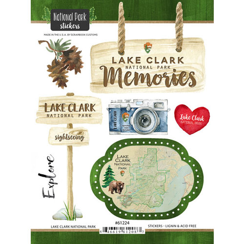 Scrapbook Customs - United States National Parks Collection - Cardstock Stickers - Watercolor - Lake Clark