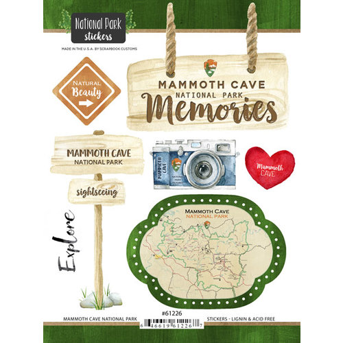 Scrapbook Customs - United States National Parks Collection - Cardstock Stickers - Watercolor - Mammoth Cave