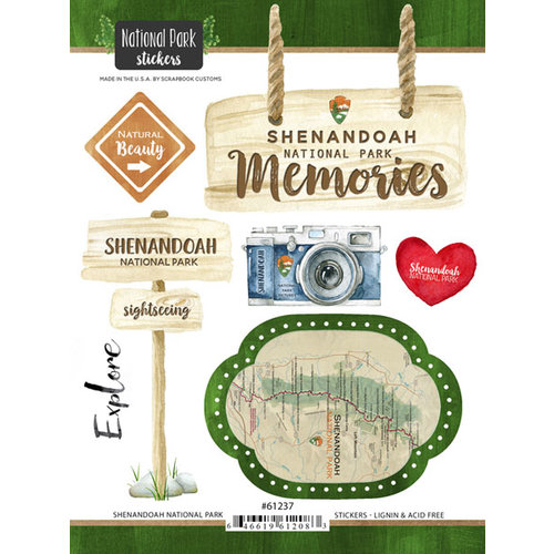 Scrapbook Customs - United States National Parks Collection - Cardstock Stickers - Shenandoah Watercolor