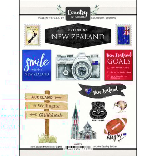 Scrapbook Customs - Cardstock Stickers - New Zealand Watercolor