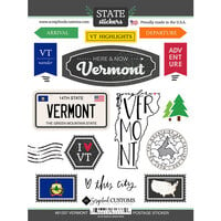 Scrapbook Customs - Postage Map Collection - Cardstock Stickers - Vermont