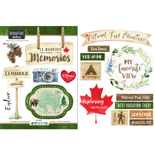 Scrapbook Customs - Canadian National Park Watercolor Collection - Cardstock Stickers - La Mauricie National Park Watercolor Canada