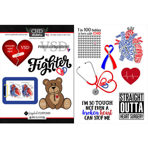 Scrapbook Customs - Heart Warrior Collection - Cardstock Stickers - VSD