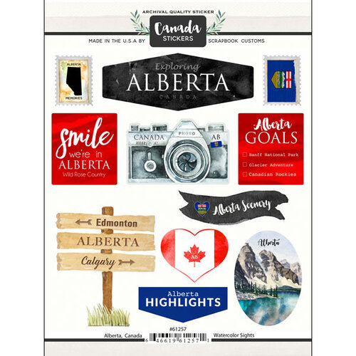 Scrapbook Customs - Sights Collection - Cardstock Stickers - Alberta Canada