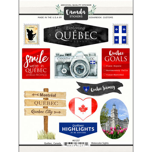 Scrapbook Customs - Sights Collection - Cardstock Stickers - Quebec Canada