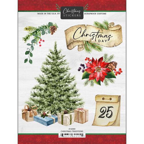 Scrapbook Customs - Cardstock Stickers - Christmas Watercolor