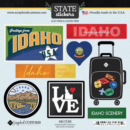 Scrapbook Customs - Cardstock Stickers - Happy Travels - Idaho