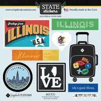 Scrapbook Customs - Cardstock Stickers - Happy Travels - Illinois