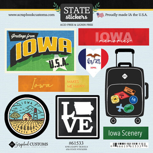 Scrapbook Customs | Lovely Travel Iowa State Shape Scrapbook Paper