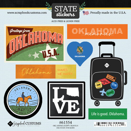 Scrapbook Customs - Cardstock Stickers - Happy Travels - Oklahoma